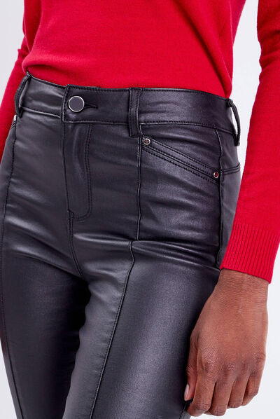 Jeans skinny enduit noir femme
