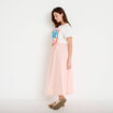 Jupe longue &eacute;vas&eacute;e taille haute rose femme