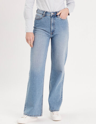 Jeans wide leg taille haute denim double stone femme