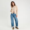 Veste teddy zippée beige femme