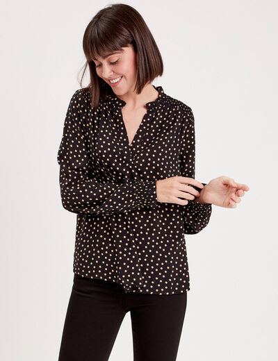 Chemise manches longues noir femme