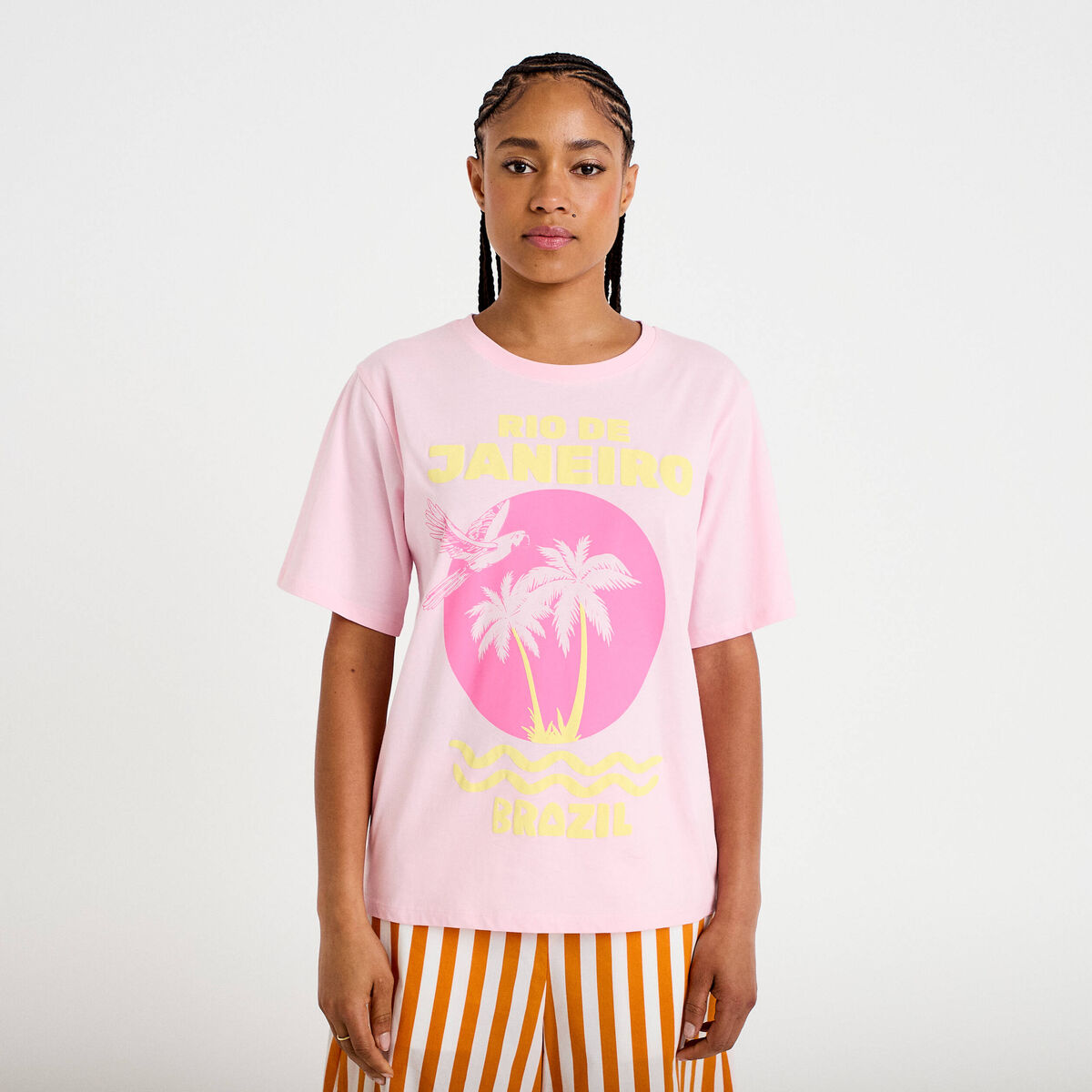 T-shirt oversize manches courtes rose clair femme