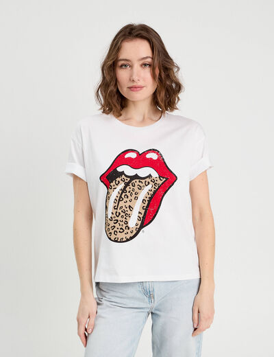 T-shirt The Rolling Stones blanc femme