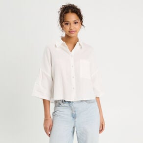 chemise manches 34 ecru femme Chemise manches 3/4 ecru femme