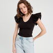 Body manches volants noir femme
