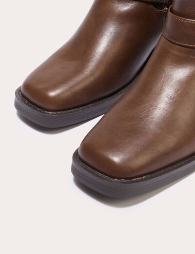 Bottines bout carr&eacute; marron fonc&eacute; femme