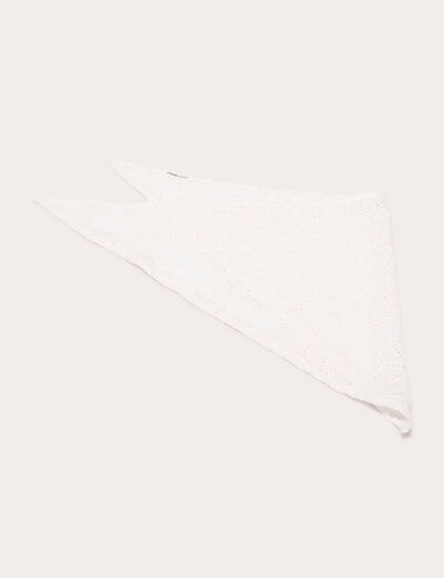 Foulard triangle broderie blanc femme