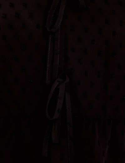 Blouse courte droite col v noir femme