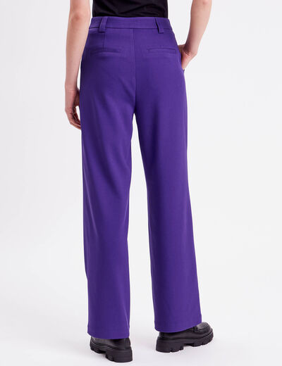 Pantalon droit large violet femme