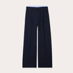 Pantalon large à pinces bleu marine femme