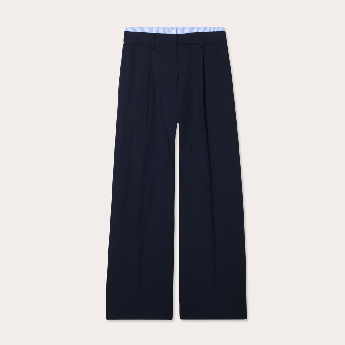Pantalon large à pinces bleu marine femme