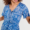 Robe évasée détails noeuds bleu femme
