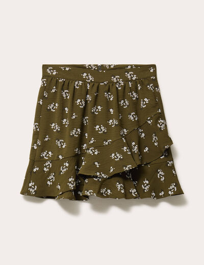 jupe courte évasée doublure recyclée vert kaki femme