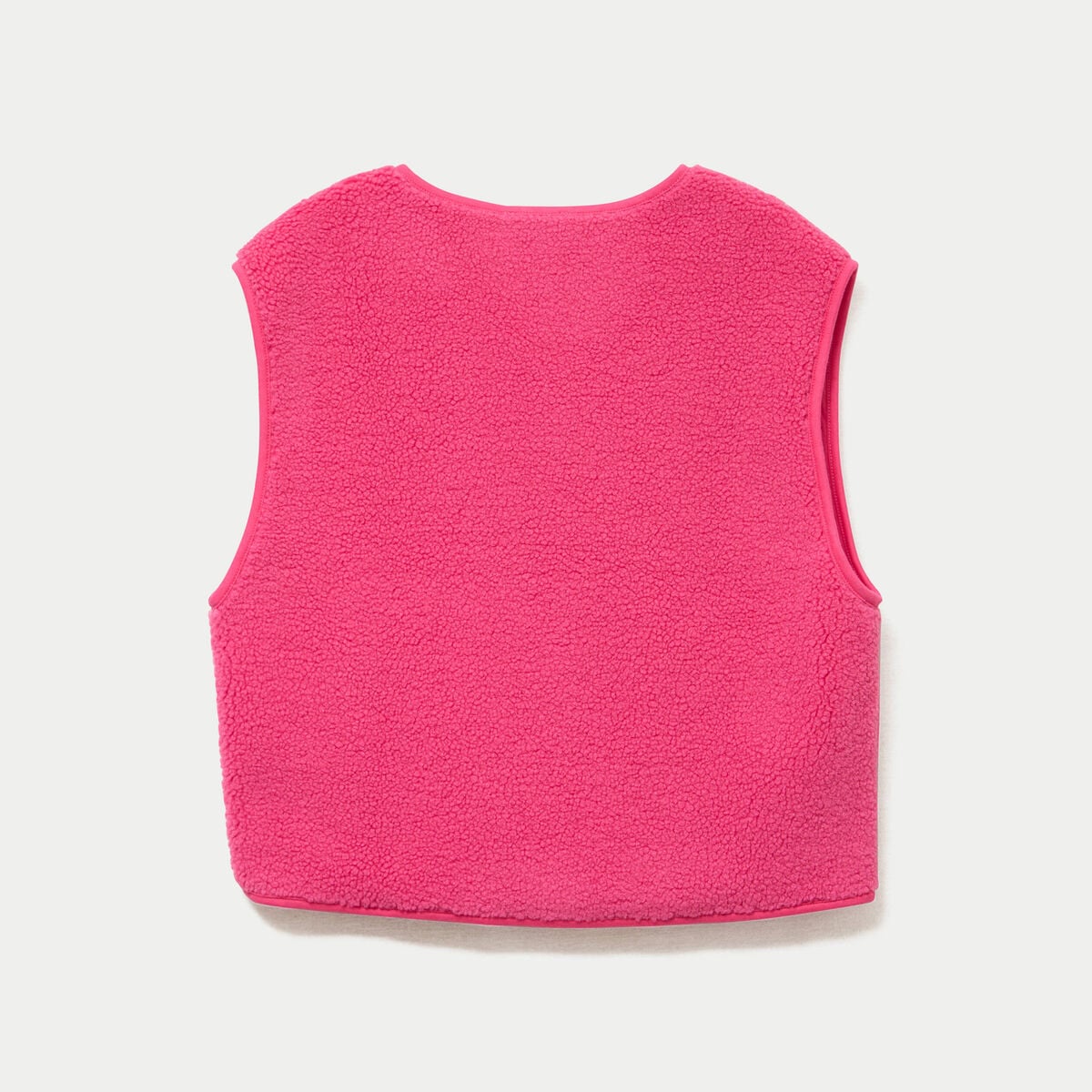 Gilet sans manches effet polaire col v rose fushia femme