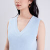 pull sans manches bleu gris femme