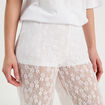 Pantalon dentelle large blanc femme