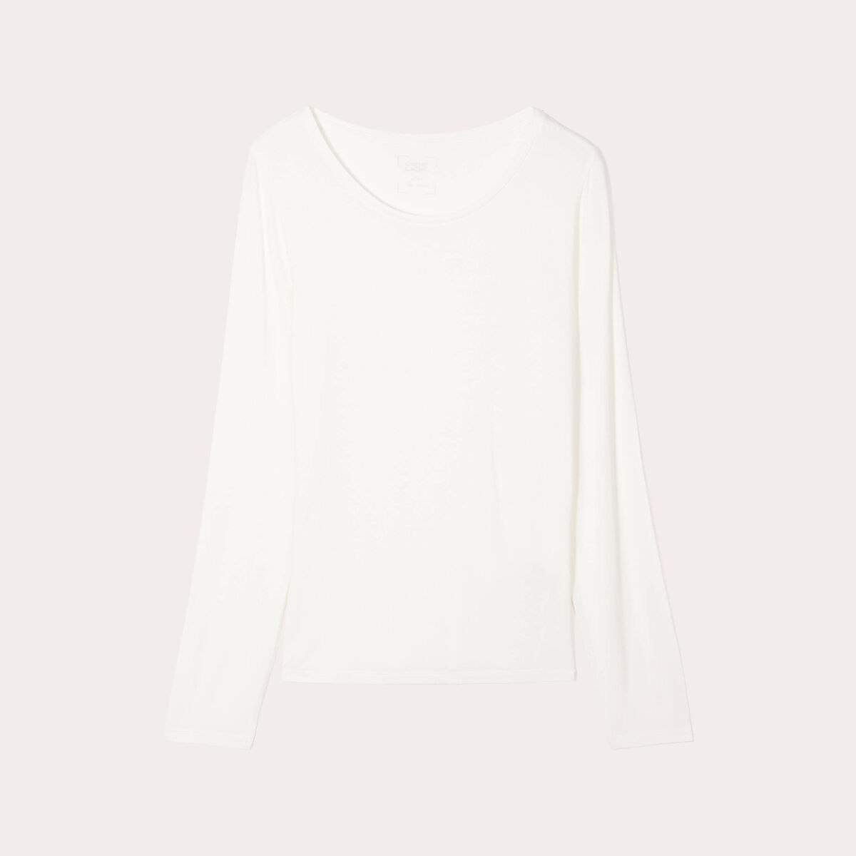 T-shirt uni à manches longues ecru femme