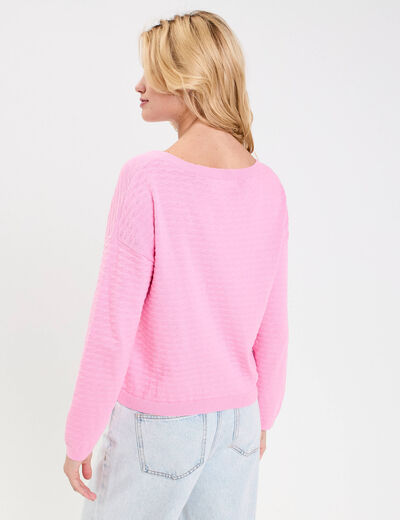 Pull col bateau rose femme