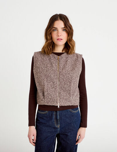Veste sans manches effet polaire sable femme