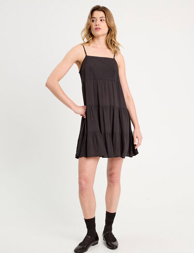 Robe évasée bretelles noir femme