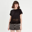 T-shirt franges crochet noir femme