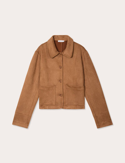 Veste suédine 2 poches camel femme