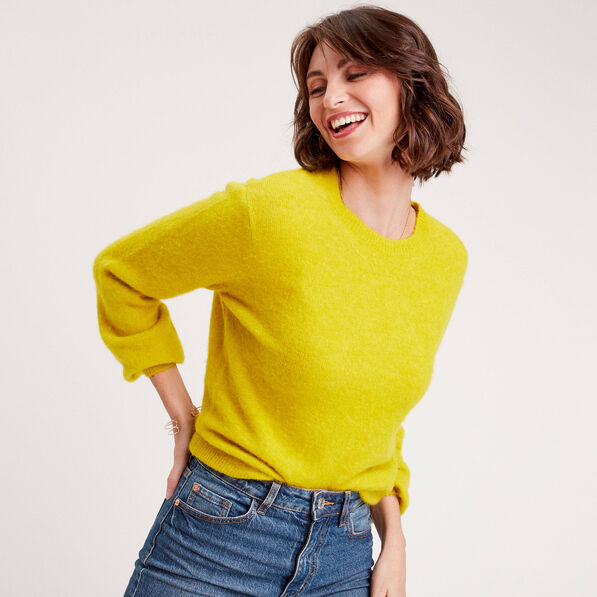 pull avec col rond jaune or femme Pull avec col rond jaune or femme
