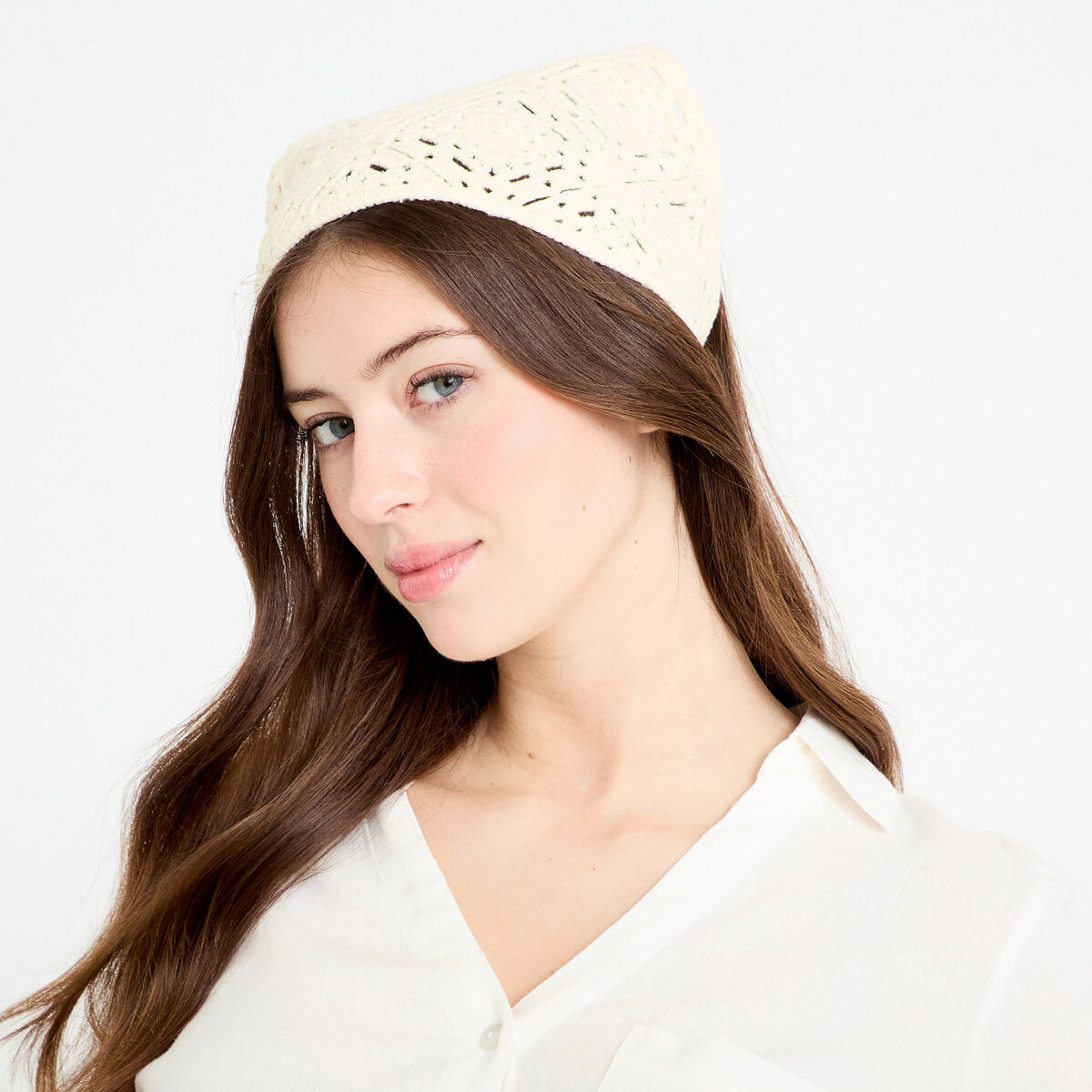 Foulard crochet ecru femme