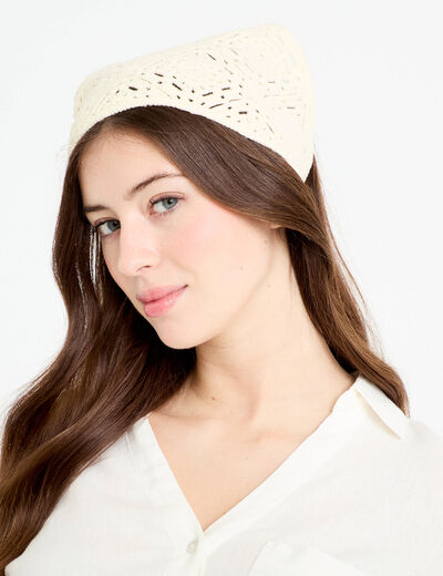 Foulard crochet ecru femme