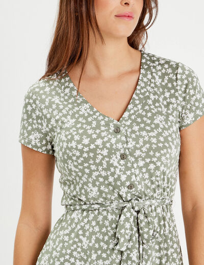 Robe patineuse ceinturée vert femme
