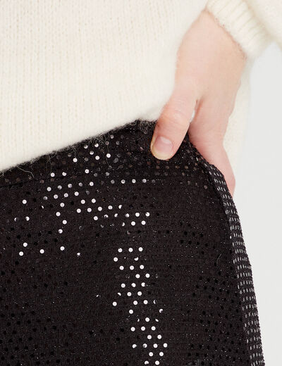 Pantalon large avec sequins noir femme
