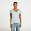 T-shirt manches dentelle vert clair femme