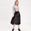 Jupe longue pliss&eacute;e velours noir femme