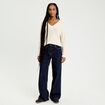 Pull col v manches longues ivoire femme