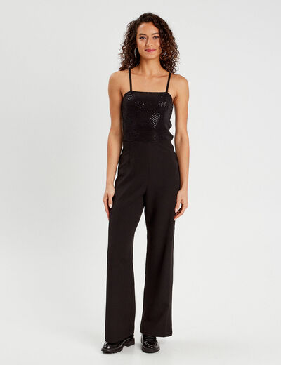 Combinaison pantalon sequins noir femme