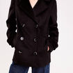 Caban col tailleur manches longues noir femme