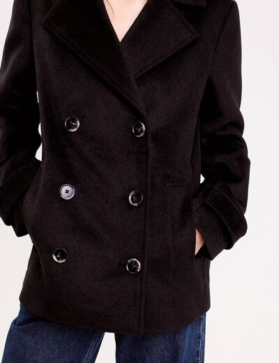 Caban col tailleur manches longues noir femme