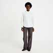 Chemise droite pliss&eacute;e manches longues ecru femme