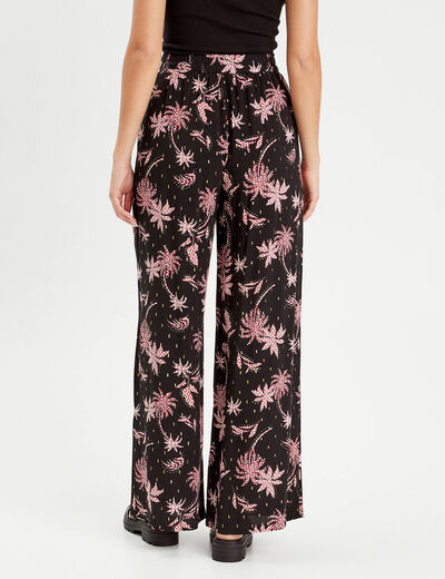 Pantalon large fluide noir femme