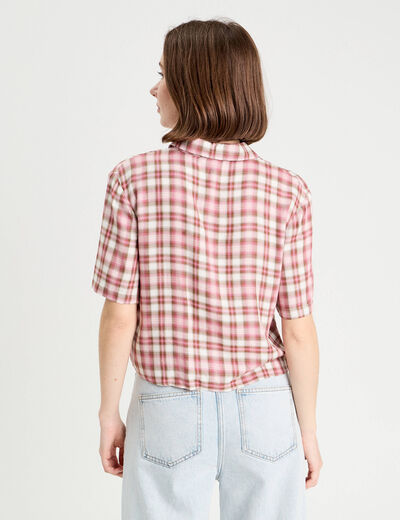 Chemise manches courtes nouée rose femme