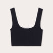 Débardeur cropped côtelé noir femme
