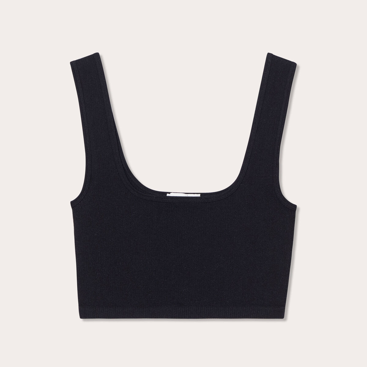 Débardeur cropped côtelé noir femme