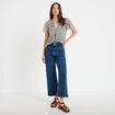 Blouse droite longue manches courtes blanc femme