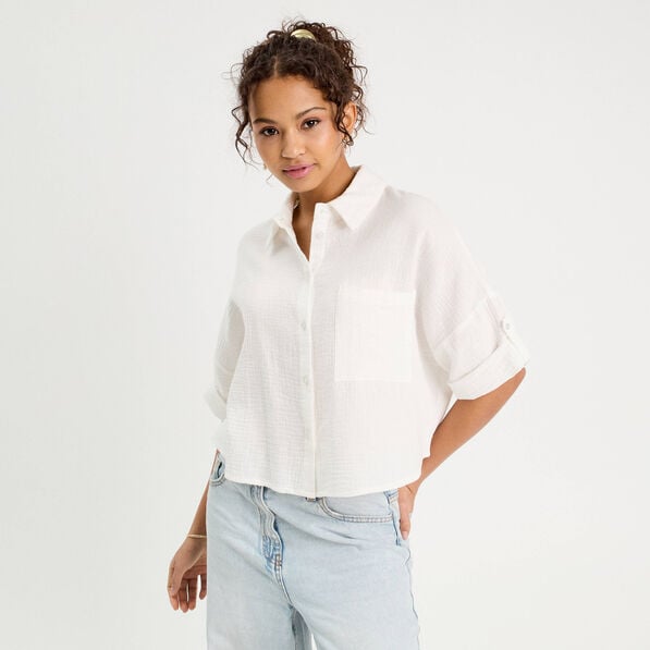 chemise manches 34 ecru femme Chemise manches 3/4 ecru femme