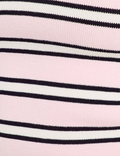 Pull manches courtes col polo rose femme