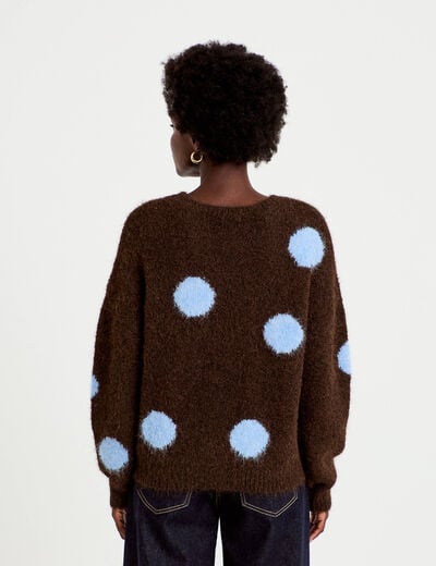 Pull manches longues marron fonc&eacute; femme