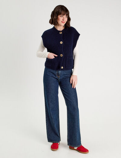 Gilet sans manches bleu marine femme
