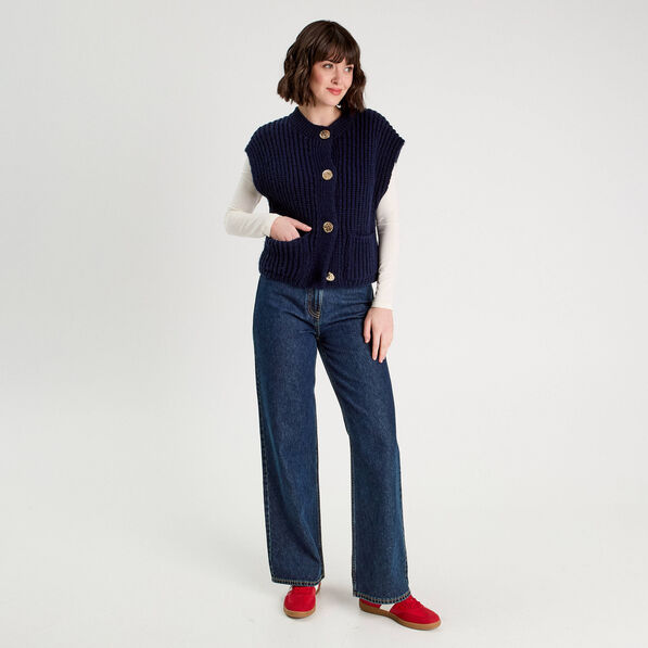 Gilet sans manches bleu marine femme