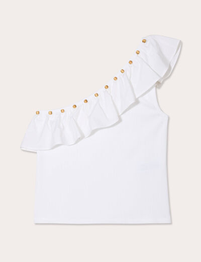 Débardeur asymétrique ecru femme