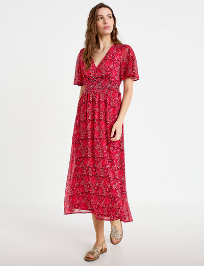 Robe longue &eacute;vas&eacute;e col en V noir femme